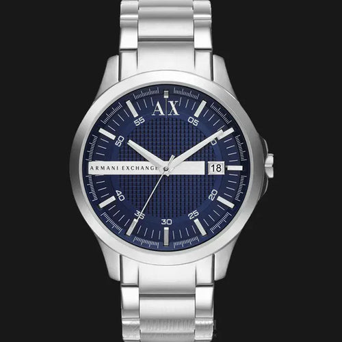 Armani Exchange Hampton AX2132 Men's Chronograph – Blue Dial with Silver Stainless Steel Bracelet
