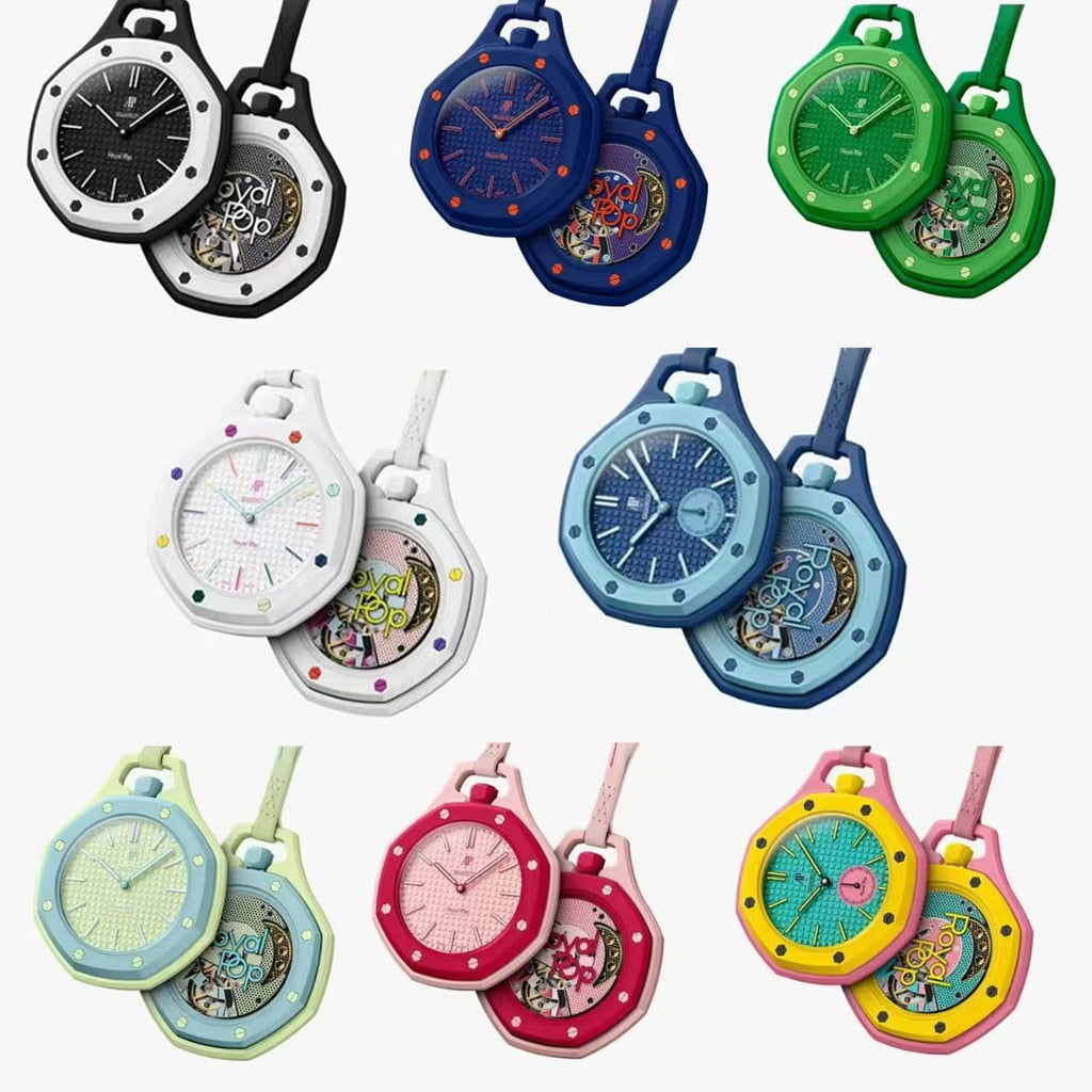 Royal Pop Vert Pop Bright Green Octagonal Lanyard Pocket Watch