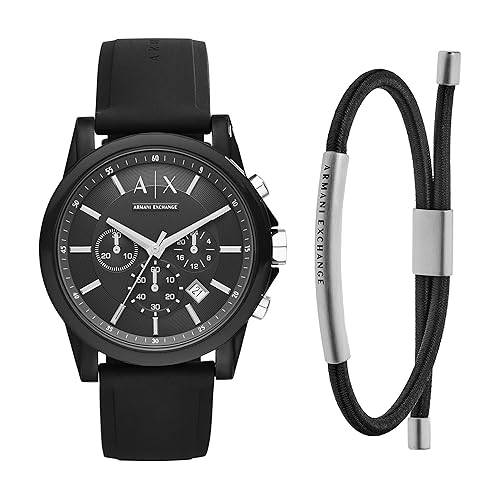 Armani Exchange Outerbanks AX1326 Men's Chronograph Watch – Black Dial with Black Silicone Strap