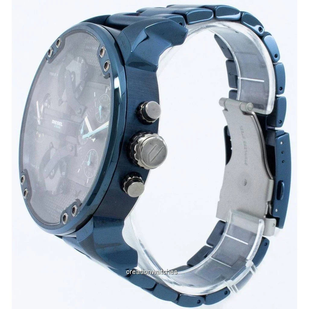 Diesel DZ7414 Daddy 2.0 Chronograph Men's Watch – Grey Dial & Blue Stainless Steel Strap